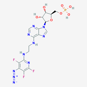 molecular formula C17H18F3N10O7P B054609 N(6)-(N((4-Azido-3,5,6-trifluoro)pyridin-2-yl)-2-aminoethyl)adenosine 5'-monophosphate CAS No. 119304-29-9