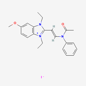 molecular formula C22H26IN3O2 B5461001 N-[(E)-2-(1,3-diethyl-5-methoxybenzimidazol-1-ium-2-yl)ethenyl]-N-phenylacetamide;iodide 