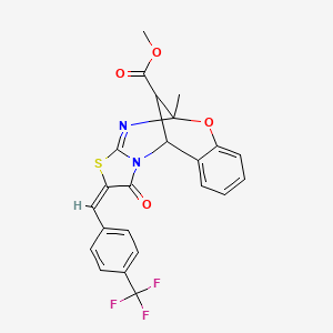 molecular formula C23H17F3N2O4S B5461444 methyl 9-methyl-14-oxo-13-[4-(trifluoromethyl)benzylidene]-8-oxa-12-thia-10,15-diazatetracyclo[7.6.1.0~2,7~.0~11,15~]hexadeca-2,4,6,10-tetraene-16-carboxylate 