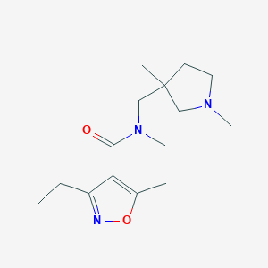 molecular formula C15H25N3O2 B5462041 N-[(1,3-dimethylpyrrolidin-3-yl)methyl]-3-ethyl-N,5-dimethylisoxazole-4-carboxamide 