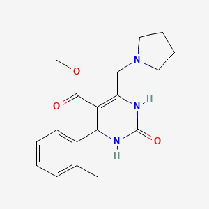 molecular formula C18H23N3O3 B5462171 METHYL 4-(2-METHYLPHENYL)-2-OXO-6-[(PYRROLIDIN-1-YL)METHYL]-1,2,3,4-TETRAHYDROPYRIMIDINE-5-CARBOXYLATE 