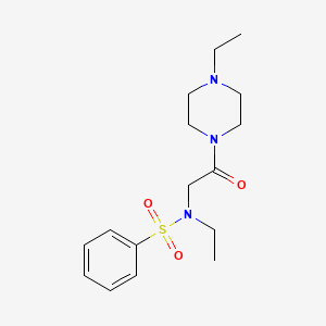 molecular formula C16H25N3O3S B5462698 N-ethyl-N-[2-(4-ethylpiperazin-1-yl)-2-oxoethyl]benzenesulfonamide 