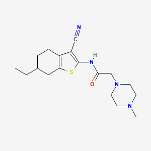 molecular formula C18H26N4OS B5463218 N-(3-cyano-6-ethyl-4,5,6,7-tetrahydro-1-benzothien-2-yl)-2-(4-methyl-1-piperazinyl)acetamide 