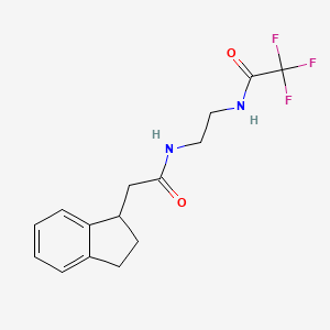 molecular formula C15H17F3N2O2 B5463246 N-{2-[(2,3-dihydro-1H-inden-1-ylacetyl)amino]ethyl}-2,2,2-trifluoroacetamide 