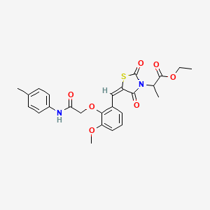 molecular formula C25H26N2O7S B5463814 ethyl 2-[(5E)-5-(3-methoxy-2-{2-[(4-methylphenyl)amino]-2-oxoethoxy}benzylidene)-2,4-dioxo-1,3-thiazolidin-3-yl]propanoate 