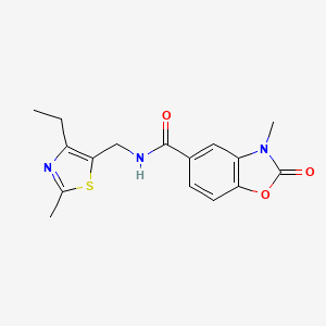 molecular formula C16H17N3O3S B5464522 N-[(4-ethyl-2-methyl-1,3-thiazol-5-yl)methyl]-3-methyl-2-oxo-2,3-dihydro-1,3-benzoxazole-5-carboxamide 