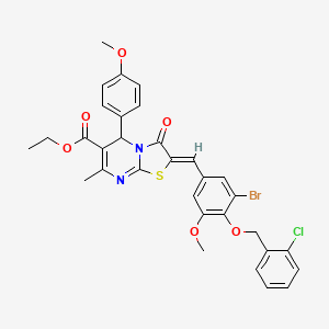 molecular formula C32H28BrClN2O6S B5464701 Ethyl (2Z)-2-({3-bromo-4-[(2-chlorophenyl)methoxy]-5-methoxyphenyl}methylidene)-5-(4-methoxyphenyl)-7-methyl-3-oxo-2H,3H,5H-[1,3]thiazolo[3,2-A]pyrimidine-6-carboxylate 