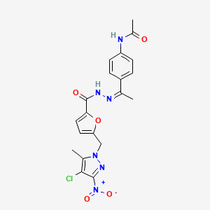 molecular formula C20H19ClN6O5 B5464734 N~1~-(4-{1-[(Z)-2-({5-[(4-CHLORO-5-METHYL-3-NITRO-1H-PYRAZOL-1-YL)METHYL]-2-FURYL}CARBONYL)HYDRAZONO]ETHYL}PHENYL)ACETAMIDE 