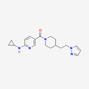 molecular formula C19H25N5O B5464775 N-cyclopropyl-5-({4-[2-(1H-pyrazol-1-yl)ethyl]piperidin-1-yl}carbonyl)pyridin-2-amine 