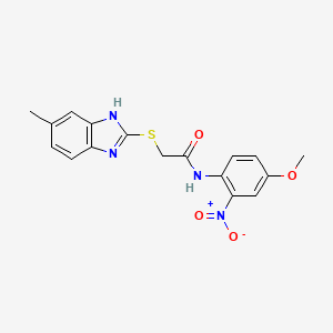 molecular formula C17H16N4O4S B5464828 N-(4-Methoxy-2-nitro-phenyl)-2-(5-methyl-1H-benzoimidazol-2-ylsulfanyl)-acetamide CAS No. 385380-86-9