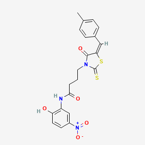 molecular formula C21H19N3O5S2 B5464836 N-(2-hydroxy-5-nitrophenyl)-4-[5-(4-methylbenzylidene)-4-oxo-2-thioxo-1,3-thiazolidin-3-yl]butanamide 