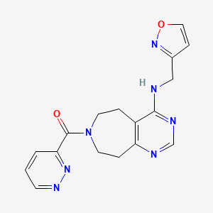 molecular formula C17H17N7O2 B5464849 N-(isoxazol-3-ylmethyl)-7-(pyridazin-3-ylcarbonyl)-6,7,8,9-tetrahydro-5H-pyrimido[4,5-d]azepin-4-amine 