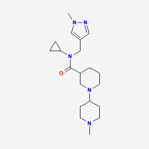molecular formula C20H33N5O B5465005 N-cyclopropyl-1'-methyl-N-[(1-methyl-1H-pyrazol-4-yl)methyl]-1,4'-bipiperidine-3-carboxamide 
