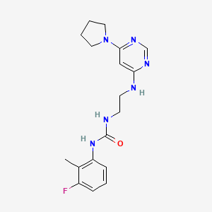 molecular formula C18H23FN6O B5465247 N-(3-fluoro-2-methylphenyl)-N'-(2-{[6-(1-pyrrolidinyl)-4-pyrimidinyl]amino}ethyl)urea 