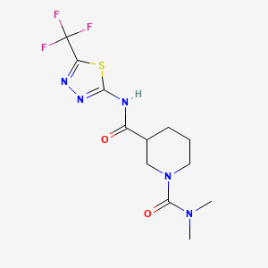 molecular formula C12H16F3N5O2S B5465293 N~1~,N~1~-dimethyl-N~3~-[5-(trifluoromethyl)-1,3,4-thiadiazol-2-yl]piperidine-1,3-dicarboxamide 