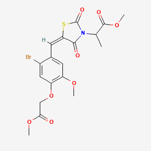 molecular formula C18H18BrNO8S B5465329 methyl 2-{(5E)-5-[2-bromo-5-methoxy-4-(2-methoxy-2-oxoethoxy)benzylidene]-2,4-dioxo-1,3-thiazolidin-3-yl}propanoate 
