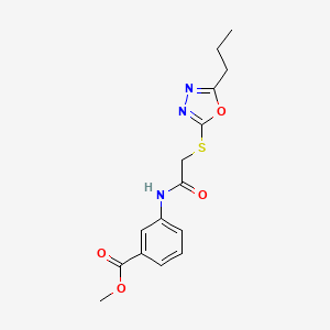 molecular formula C15H17N3O4S B5466990 Methyl 3-[[2-[(5-propyl-1,3,4-oxadiazol-2-yl)sulfanyl]acetyl]amino]benzoate 