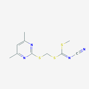 molecular formula C10H12N4S3 B054684 [(4,6-Dimethylpyrimidin-2-yl)sulfanylmethylsulfanyl-methylsulfanylmethylidene]cyanamide CAS No. 120958-21-6