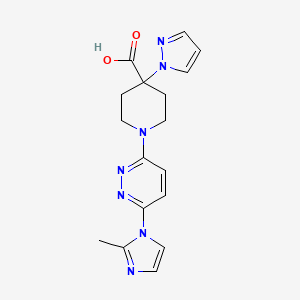 molecular formula C17H19N7O2 B5470266 1-[6-(2-methyl-1H-imidazol-1-yl)pyridazin-3-yl]-4-(1H-pyrazol-1-yl)piperidine-4-carboxylic acid 