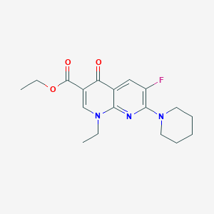 molecular formula C18H22FN3O3 B054709 Ethyl 1-ethyl-6-fluoro-4-oxo-7-(piperidin-1-yl)-1,4-dihydro-1,8-naphthyridine-3-carboxylate CAS No. 121998-13-8