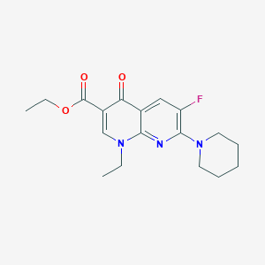 molecular formula C18H22FN3O3 B054709 1-Ethyl-6-fluoro-4-oxo-7-piperidin-1-YL-1,4-dihydro-[1,8]naphthyridine-3-carboxylic acid ethyl ester CAS No. 121998-13-8