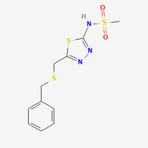 molecular formula C11H13N3O2S3 B5471391 N-{5-[(benzylsulfanyl)methyl]-1,3,4-thiadiazol-2-yl}methanesulfonamide 