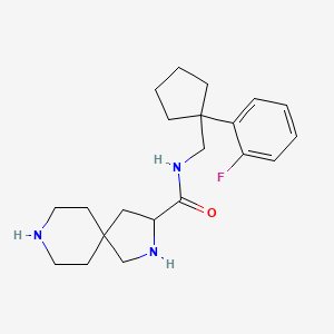 molecular formula C21H30FN3O B5471913 N-{[1-(2-fluorophenyl)cyclopentyl]methyl}-2,8-diazaspiro[4.5]decane-3-carboxamide dihydrochloride 