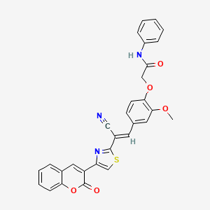 molecular formula C30H21N3O5S B5471948 2-(4-{2-cyano-2-[4-(2-oxo-2H-chromen-3-yl)-1,3-thiazol-2-yl]vinyl}-2-methoxyphenoxy)-N-phenylacetamide 