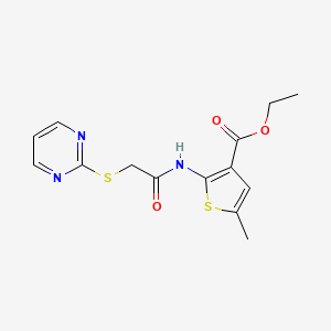 molecular formula C14H15N3O3S2 B5472220 ethyl 5-methyl-2-{[(2-pyrimidinylthio)acetyl]amino}-3-thiophenecarboxylate 