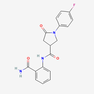 molecular formula C18H16FN3O3 B5472240 N-(2-carbamoylphenyl)-1-(4-fluorophenyl)-5-oxopyrrolidine-3-carboxamide 