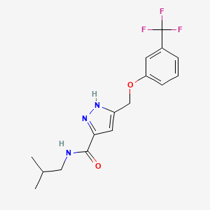 molecular formula C16H18F3N3O2 B5472577 N-isobutyl-5-{[3-(trifluoromethyl)phenoxy]methyl}-1H-pyrazole-3-carboxamide 