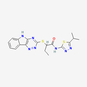 molecular formula C18H19N7OS2 B5472811 N-[5-(propan-2-yl)-1,3,4-thiadiazol-2-yl]-2-(5H-[1,2,4]triazino[5,6-b]indol-3-ylsulfanyl)butanamide 