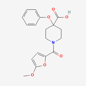 molecular formula C18H19NO6 B5472902 1-(5-methoxy-2-furoyl)-4-phenoxypiperidine-4-carboxylic acid 