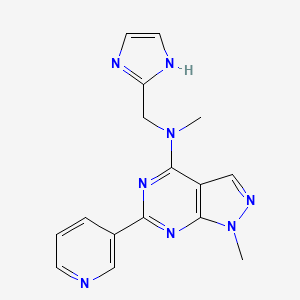 molecular formula C16H16N8 B5473477 N-(1H-imidazol-2-ylmethyl)-N,1-dimethyl-6-(3-pyridinyl)-1H-pyrazolo[3,4-d]pyrimidin-4-amine 