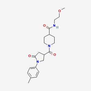 molecular formula C21H29N3O4 B5473573 N-(2-methoxyethyl)-1-{[1-(4-methylphenyl)-5-oxopyrrolidin-3-yl]carbonyl}piperidine-4-carboxamide 