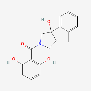 molecular formula C18H19NO4 B5473915 2-{[3-hydroxy-3-(2-methylphenyl)pyrrolidin-1-yl]carbonyl}benzene-1,3-diol 