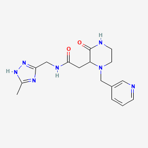 molecular formula C16H21N7O2 B5477617 N-[(5-methyl-1H-1,2,4-triazol-3-yl)methyl]-2-[3-oxo-1-(3-pyridinylmethyl)-2-piperazinyl]acetamide 
