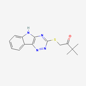 molecular formula C15H16N4OS B5477621 3,3-dimethyl-1-(5H-[1,2,4]triazino[5,6-b]indol-3-ylthio)-2-butanone 