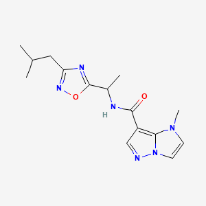 molecular formula C15H20N6O2 B5477632 N-[1-(3-isobutyl-1,2,4-oxadiazol-5-yl)ethyl]-1-methyl-1H-imidazo[1,2-b]pyrazole-7-carboxamide 