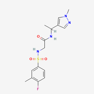 molecular formula C15H19FN4O3S B5477958 N~2~-[(4-fluoro-3-methylphenyl)sulfonyl]-N~1~-[1-(1-methyl-1H-pyrazol-4-yl)ethyl]glycinamide 