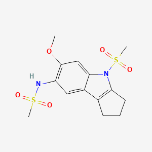 molecular formula C14H18N2O5S2 B5478865 N-(6-methoxy-4-methylsulfonyl-2,3-dihydro-1H-cyclopenta[b]indol-7-yl)methanesulfonamide 