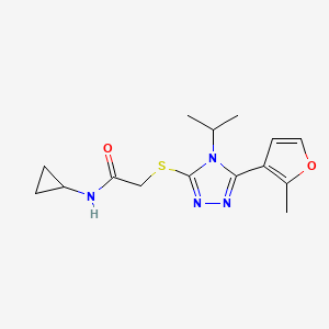 molecular formula C15H20N4O2S B5479185 N-CYCLOPROPYL-2-{[4-ISOPROPYL-5-(2-METHYL-3-FURYL)-4H-1,2,4-TRIAZOL-3-YL]SULFANYL}ACETAMIDE 