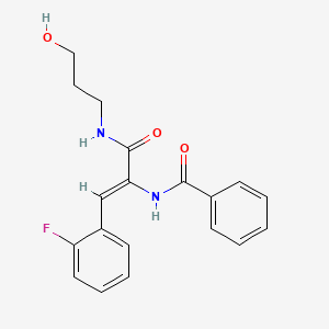 molecular formula C19H19FN2O3 B5479292 N-[(Z)-1-(2-fluorophenyl)-3-(3-hydroxypropylamino)-3-oxoprop-1-en-2-yl]benzamide 