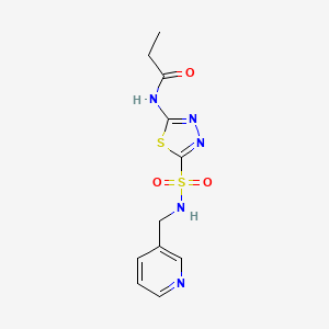 molecular formula C11H13N5O3S2 B5479376 N-(5-{[(3-pyridinylmethyl)amino]sulfonyl}-1,3,4-thiadiazol-2-yl)propanamide 