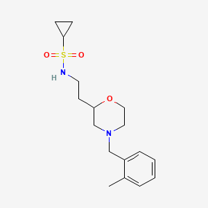 molecular formula C17H26N2O3S B5479494 N-{2-[4-(2-methylbenzyl)morpholin-2-yl]ethyl}cyclopropanesulfonamide 
