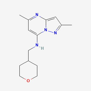 molecular formula C14H20N4O B5479717 2,5-dimethyl-N-(tetrahydro-2H-pyran-4-ylmethyl)pyrazolo[1,5-a]pyrimidin-7-amine 