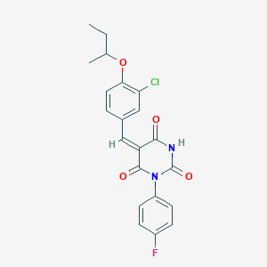 molecular formula C21H18ClFN2O4 B5479835 (5E)-5-[(4-butan-2-yloxy-3-chlorophenyl)methylidene]-1-(4-fluorophenyl)-1,3-diazinane-2,4,6-trione 
