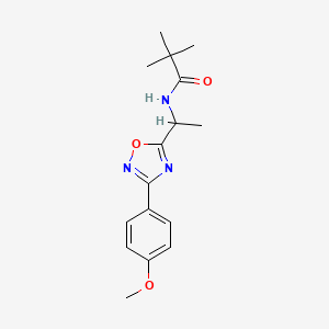 molecular formula C16H21N3O3 B5479958 N-{1-[3-(4-methoxyphenyl)-1,2,4-oxadiazol-5-yl]ethyl}-2,2-dimethylpropanamide 