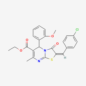 molecular formula C24H21ClN2O4S B5480068 ethyl (2E)-2-[(4-chlorophenyl)methylidene]-5-(2-methoxyphenyl)-7-methyl-3-oxo-5H-[1,3]thiazolo[3,2-a]pyrimidine-6-carboxylate 