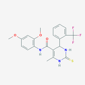 molecular formula C21H20F3N3O3S B5480133 N-(2,4-dimethoxyphenyl)-6-methyl-2-sulfanylidene-4-[2-(trifluoromethyl)phenyl]-3,4-dihydro-1H-pyrimidine-5-carboxamide 